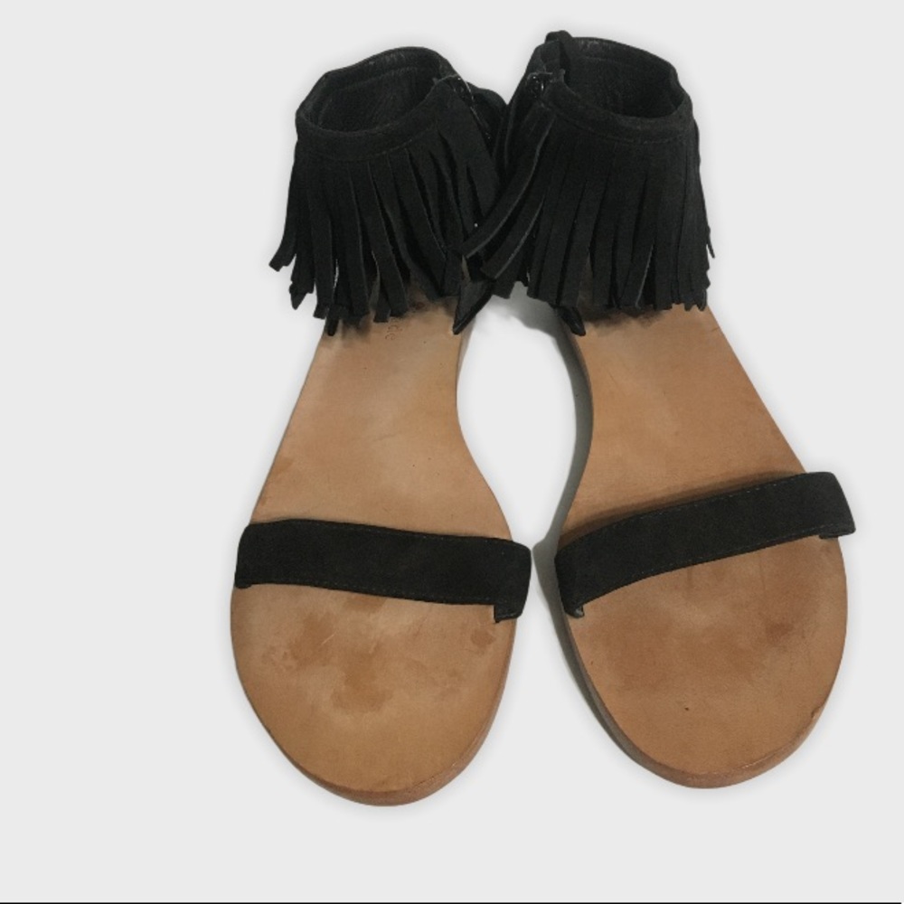 Kate Spade Alex Fringe Black Sandal Size 7